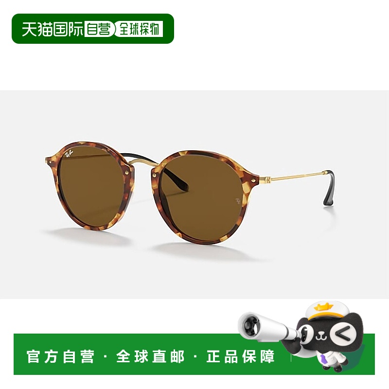 自营ray-ban棕色男士圆形Fleck太阳镜 美国奥莱直发