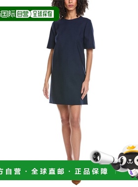 自营Oscar de la Renta Solid Silk-Lined Wool-Blend Shift Dres