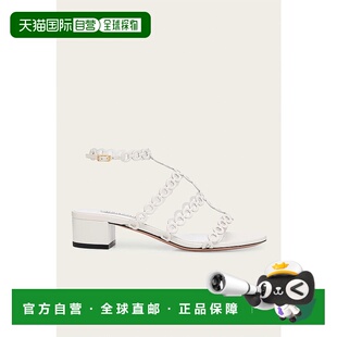 自营aquazzura白色女式 美国奥莱直发 无限链凉鞋