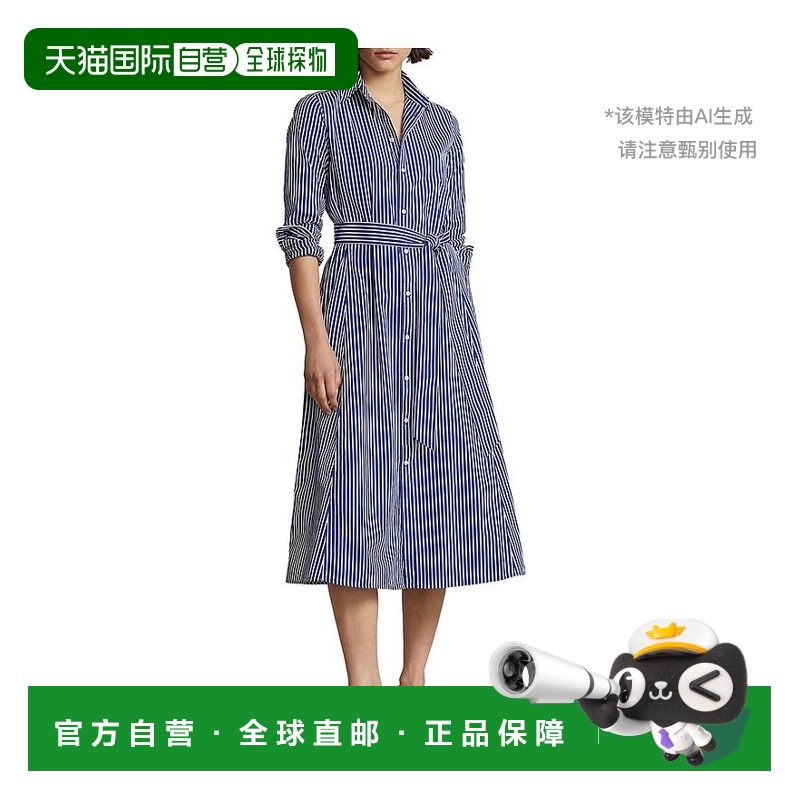 【美国直邮】Polo Ralph Lauren|条纹棉质衬衫裙长袖女装