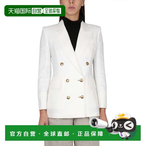 自营max maraDouble-Breasted Flax Linen Jacket with Timeless