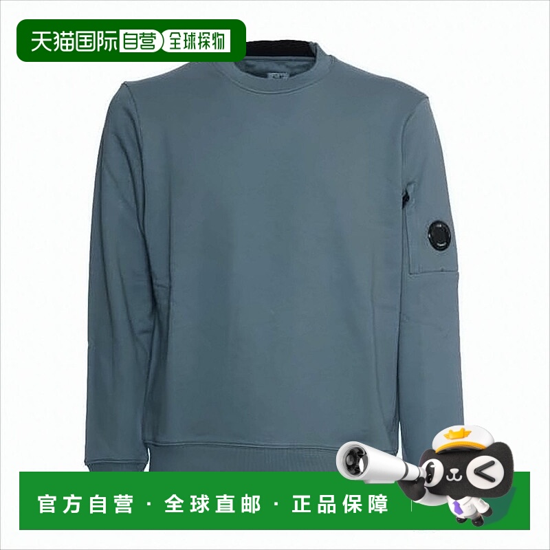 自营c.p. companyLong-Sleeve Blue Cotton Crew Neck Shirt - wh