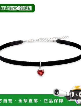 自营925 纯银 Ross-Simons 石榴石心形和黑色天鹅绒项圈项链 13