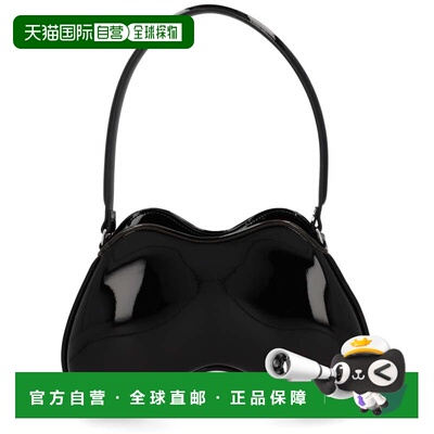 自营dieselBlack Sculptural Glossy Shoulder Bag - black 美国
