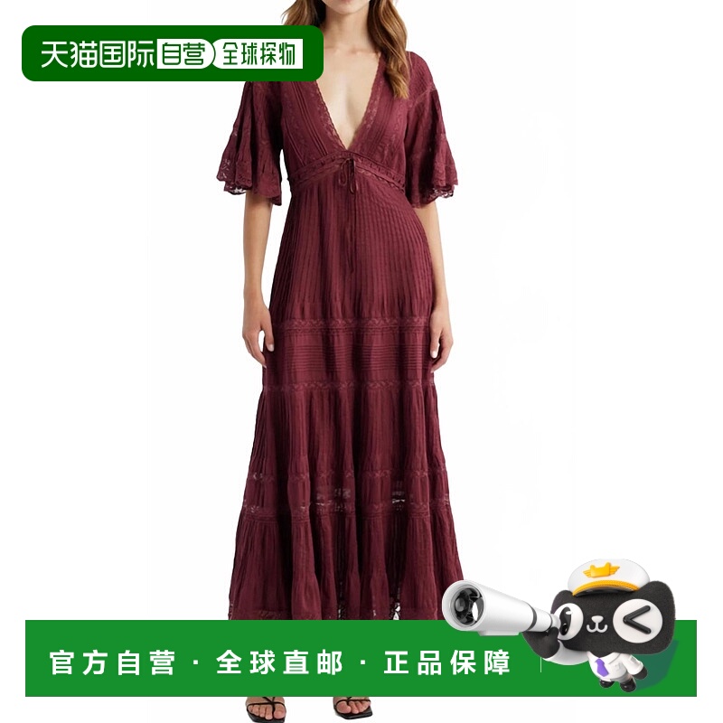 自营loveshackfancyMarlowe Lace-Detail Cotton Midi Dress In B