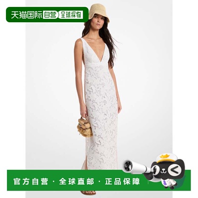 自营michael korsCorded Floral Lace Maxi Dress - white 美国奥