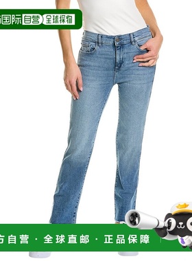 自营 DL1961 Mara Dark Riviera 磨边及踝直筒牛仔裤 蓝色 美国奥