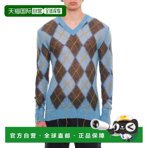 自营marniV Neck Sweater - blue 美国奥莱直发毛衣