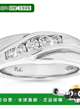 自营 vir jewels1/2 克拉男士 5 石 SI1 净度钻石结婚戒指铂金圆