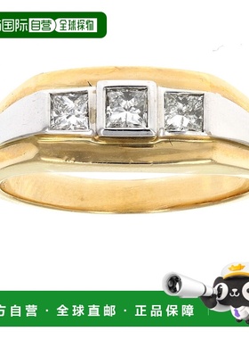 自营 vir jewels1/2 克拉 3 石公主 SI 男士钻石订婚戒指 14K 双