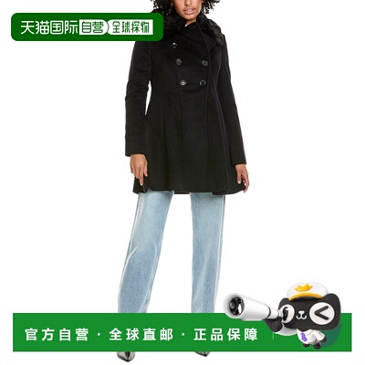 自营Via Spiga Double-Breasted Wool-Blend Coat - blue 美国奥