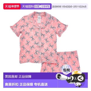 自营 Rene Rofe 2pc Happy Days褶边睡衣短款套装-粉红色 美国奥