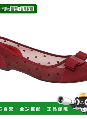 自营 SALVATORE FERRAGAMO Varina 圆点女士 724119 红色平底鞋 -