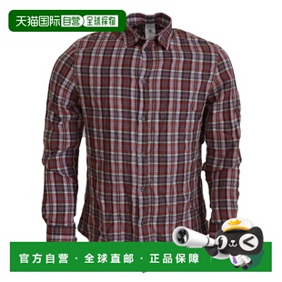 自营GF Checke Ferre Sleeves Cotton Casual Long Shirt Men