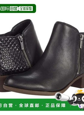 自营Lucky Brand Basel Boots Women's Black Leather Block Heel