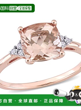 自营Mimi & Max 2ct TGW 垫形切割摩根石和钻石点缀订婚戒指（14k