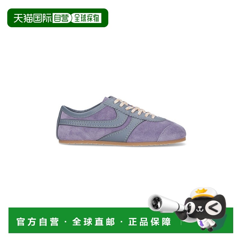 自营dries van noten低调运动鞋，带绒面革和皮革装饰-紫色 美国