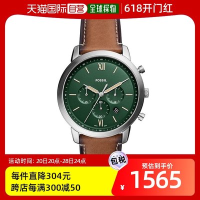 【美国直邮】fossil 通用 休闲手表化石复古表盘表带真皮石英礼品