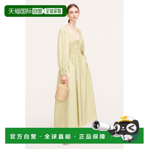 自营rebecca taylorPoplin Smocked Waist Dress - matcha 美国奥