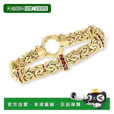 自营 Ross-Simons 石榴石站拜占庭式手链 18 克拉黄金，过英镑 -