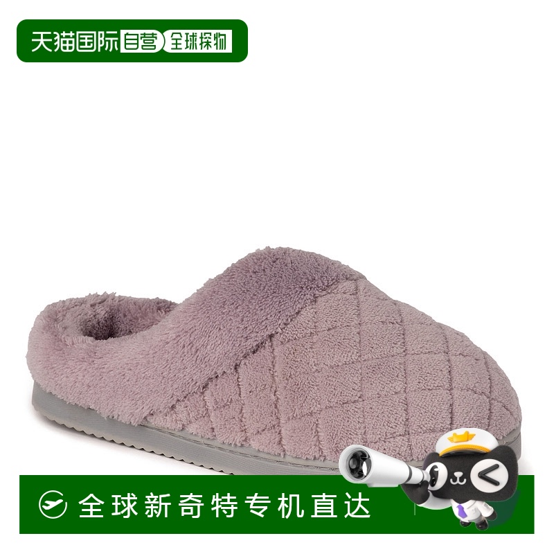 自营Dearfoams 女式 Libby 绗缝毛圈木屐拖鞋 - 磨砂紫红色 【美