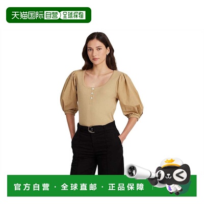 自营LAUREN Ralph Lauren Stretch Cotton Puff-Sleeve Henley Te