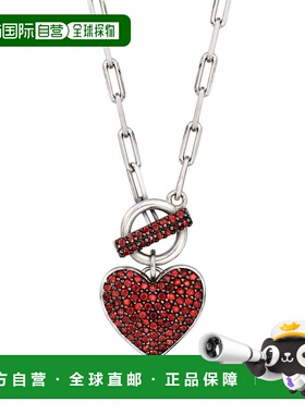 自营Ross-Simons Garnet Heart Toggle Necklace in Sterling Sil