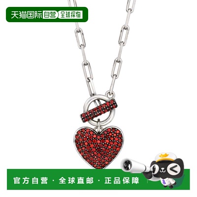 自营Ross-Simons Garnet Heart Toggle Necklace in Sterling Sil