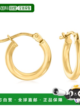 自营 Ross-Simons 意大利 2 毫米 18kt 黄金圈形耳环 - 黄色 美国