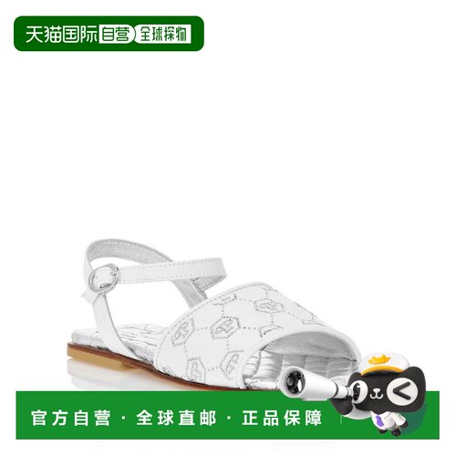 自营philipp pleinSatin Flat Sandals Monogram Strass - white