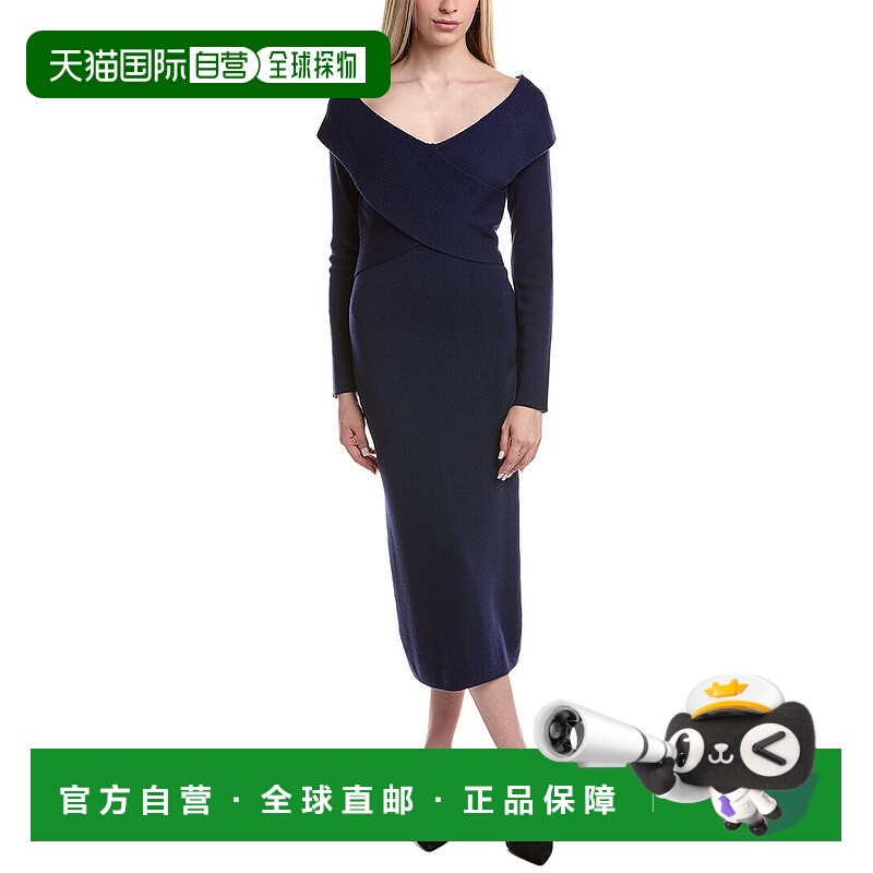 自营Elie Tahari The Rowan羊毛毛衣-蓝色连衣裙 美国直发奥莱