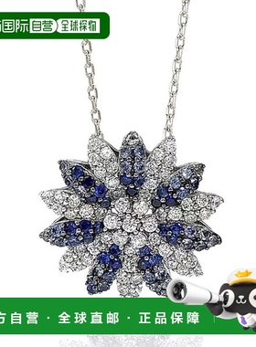 自营 925 纯银小花吊坠 Suzy Levian 蓝宝石和钻石配饰 - 蓝色 美
