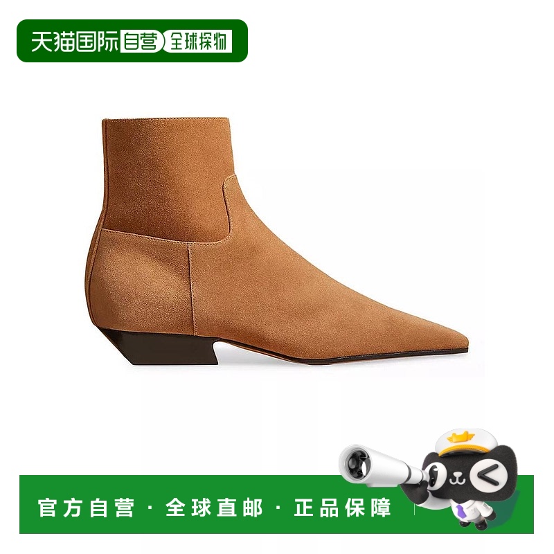 【美国直邮】khaite 女士 靴子女鞋麂皮踝靴皮靴拉链平底真皮皮鞋