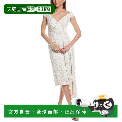 自营Eliza J Off-The-Shoulder Lace Sheath Dress - white 美国
