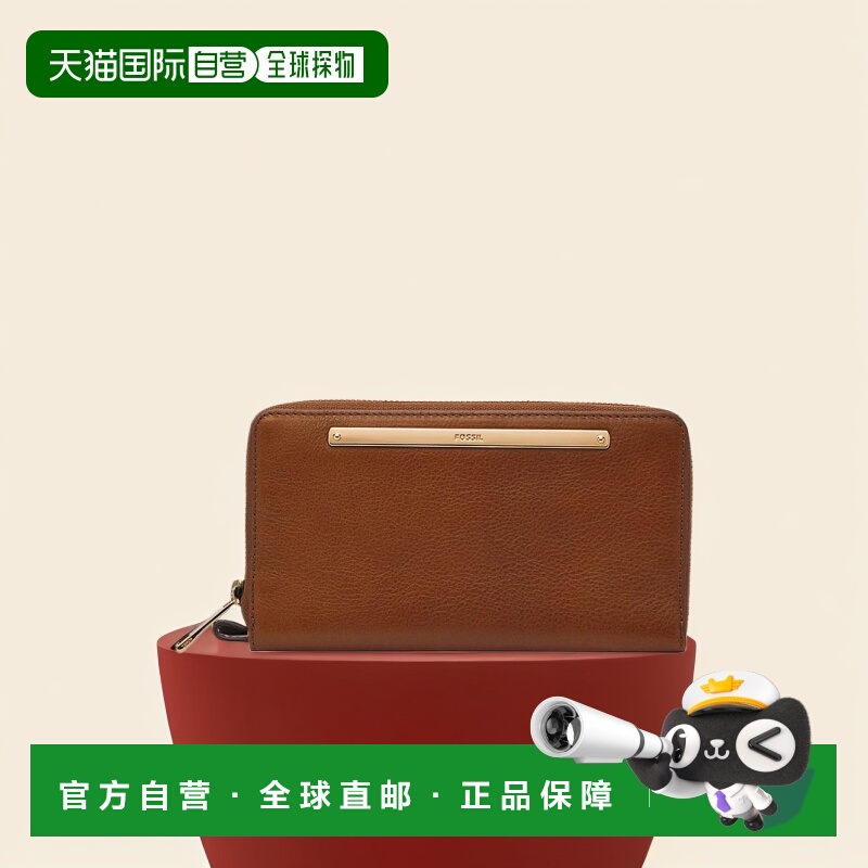 【美国直邮】Fossil/化石男女通用迷你手拿包真皮拉链日常搭配通