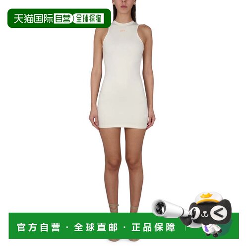 自营off-whiteForm-Fitting Mini Dress With High Neckline - wh