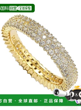 自营 Suzy Levian 金色纯银微密镶白色立方氧化锆永恒戒指 - 黄色