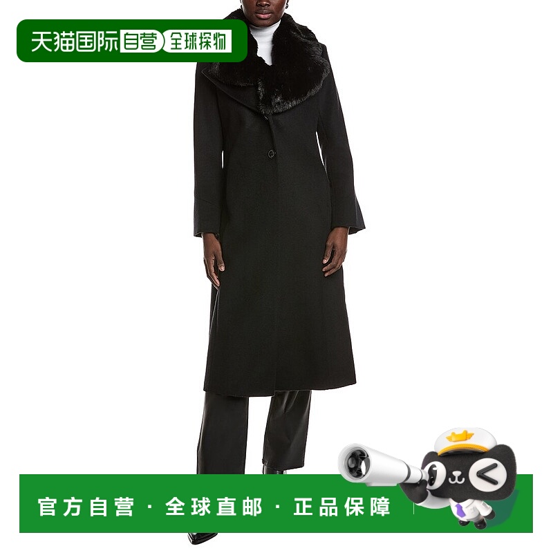 自营Via Spiga Feminine Wool-Blend Coat - black 美国奥莱直发