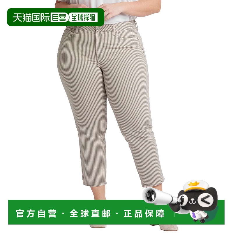 自营 NYDJ Plus Marilyn Sandbar条纹脚踝裁剪牛仔裤-多色 美国奥