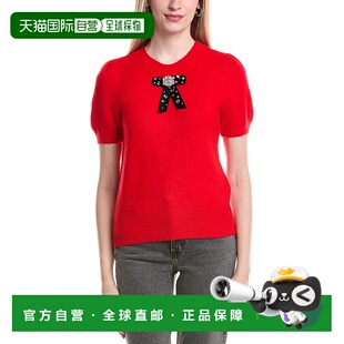 自营CeCe缎带镶边毛衣-红色 美国奥莱直发