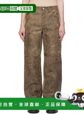 1h可退 香港直邮潮奢 Sefr 男士 棕色 Eito 皮革长裤 MPRESS25E