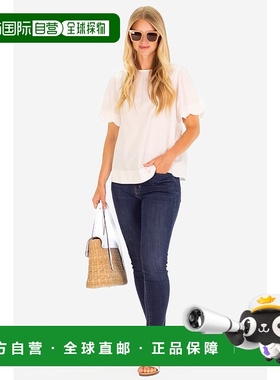 自营 duffield laneFeye Flutter白色弹力袖 美国奥莱直发上衣