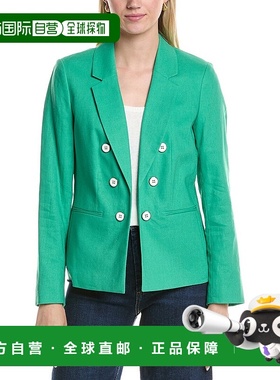 自营 Jones New York亚麻混纺夹克-绿色 美国奥莱直发长袖外套