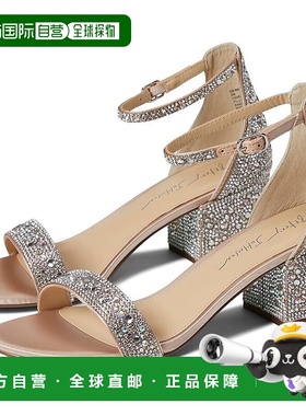 自营 蓝色Betsey Johnson Mari凉鞋女式9号米色水钻块跟FZP233（9