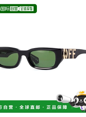 自营 off-white米白色太阳镜矩形全边，黑色边框和绿色镜片Oeri12