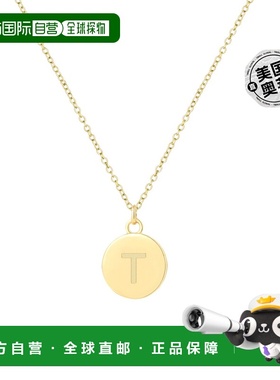 savvy cie jewels18K 镀金纯银圆形字母吊坠带链 - 字母 t 【美国