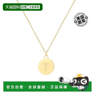 savvy cie jewels18K 镀金纯银圆形字母吊坠带链 - 字母 t 【美国