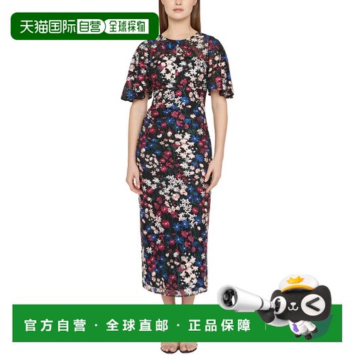 自营JS Collections Ursala Flutter袖子礼服-黑色 美国奥莱直发