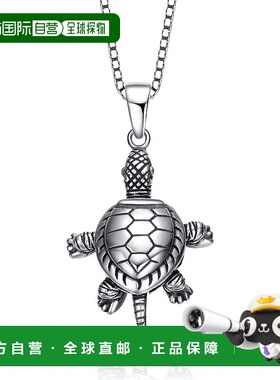 自营 GENEVIVE 纯银镀铑乌龟吊坠项链 - 银白色 美国奥莱直发