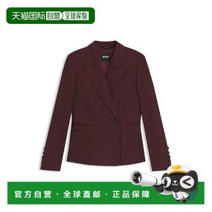 自营boss纯羊毛斜纹常规合身运动夹克 美国奥莱直发 深紫色